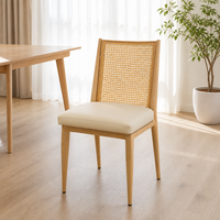 Fauteuil de salle à manger personnalisable en corde tressée style nordique rustique avec coussin gris – Mobilier durable pour la maison, le bureau, la salle de sport et l'hôtellerie