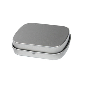 Caja de lata vacía de plata satinada con tapa bisagras, caja de lata de menta vacía con cubierta con bisagras, venta al por mayor - Product Image 3