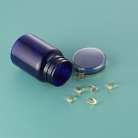 Nouveau Stock bleu PET haut de gamme produit de santé bouteille huile de poisson Capsule bouteille bouchon à vis Maca médecine bouteille tablette bonbons distribution