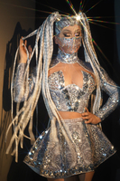Combinaison moulante sexy pour femme avec strass brillants, idéale pour spectacle, soirée d'anniversaire ou boîte de nuit