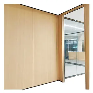 OEM office 10mm tempered gass wall wooden panel partition glass partition for conference cubicles