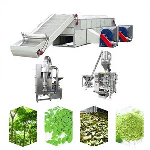 Ligne de traitement de poudre de feuilles de Moringa pure, naturelle et biologique, fournie par l'usine, avec moteur PLC haute efficacité, capacité de 100-2000 kg/h - Product Image 1