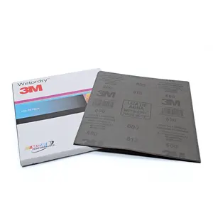 Papier de ponçage abrasif humide et sec en latex de qualité 3M papier de verre imperméable noir en carbure de silicium