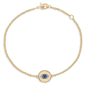 Gemnel Hot Sale 925 Sterling Silver Blue Eye Bracelets Adjust 18k Gold Plated Evil Eye-shaped Jewelry Women Bracelet