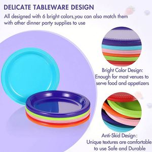 Assiettes en plastique réutilisables anti-dérapantes pour apéritifs et salades, idéales pour les mariages et les fêtes - Product Image 3