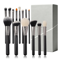 Ensemble professionnel de 14 pinceaux de maquillage de pointe, design classique et pratique, manche en tube fin, matériau de haute qualité.