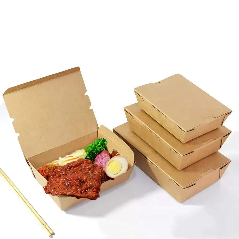 คราฟท์กระดาษแข็งกล่องบรรจุอาหารกล่องอาหารกลางวันร้านอาหารอย่างรวดเร็วบรรจุภัณฑ์อาหาร1ผู้ซื้อ