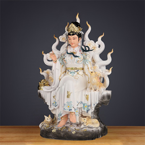 Estatua de la Diosa Zorra de Nueve Colas, Novena Dama Joven, Forma Real, Zorra Blanca Qingqiu, Zorra Espiritual, Adorno para Ofrenda de Altar Budista en el Hogar - Product Image 2