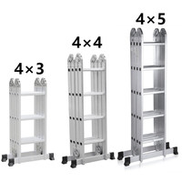 Échelle polyvalente pliante en aluminium avec plate-forme, échelle EN131 de 3m, 4m, 5m, 6 mètres