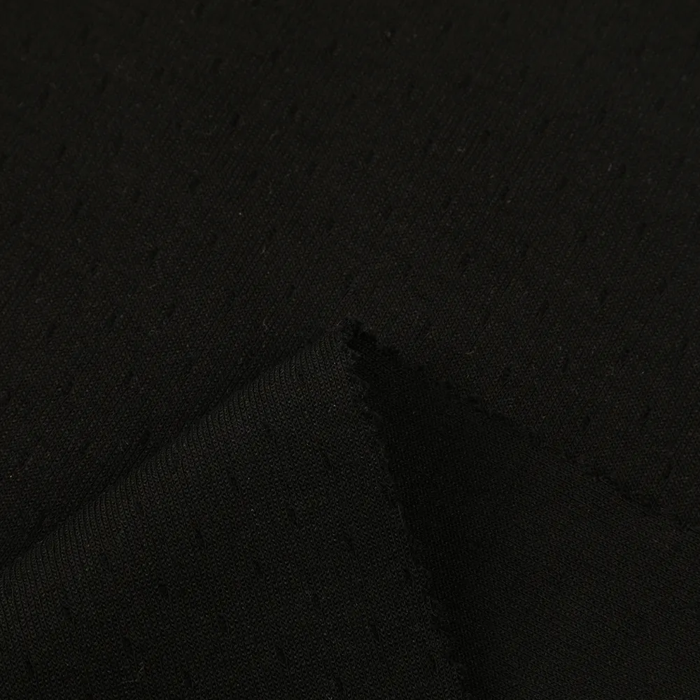 Wholesale good quality 380gsm fancy black knitted yarn-dyed tc hoodie fabric