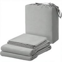 Parure de draps modernes en bambou tissé, 4 pièces, écologiques, 300 fils, avec drap-housse, pour l'été – Fabrication OEM/ODM