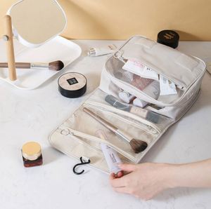 Trousse de Toilette/Maquillage Portable Grande Capacité en Tissu Sergé Imperméable avec Crochet de Suspension – Idéale pour Cadeaux d'Affaires - Product Image 3