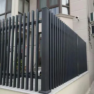 Çin'de yapılan ev demir gizlilik çit tasarımları açık bahçe duvar dekor siyah çubuk alüminyum çit