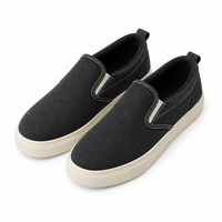 Chaussures décontractées noires élégantes à enfiler, baskets légères en toile avec semelle extérieure en caoutchouc antidérapante durable pour un confort quotidien