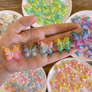 อะคริลิคเครื่องประดับ DIY สีไล่ระดับสีผีเสื้อผม DIY ผ่านรูลูกปัดผีเสื้อวัสดุห่วงโซ่โทรศัพท์ - Product Image 1