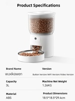 Distributeur automatique de nourriture pour animaux de compagnie intelligent WiFi 3L avec caméra HD et audio bidirectionnel, minuterie automatique, double alimentation, plastique écologique