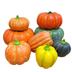 Artificial Pumpkin Set Halloween Decorations Reusable Photo Prop Accessories Large Orange Green Gourds Variety Sizes - Product Image 5
