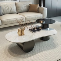 Table basse de salon d'art moderne, mobilier de maison au design nuage simple, table centrale de villa avec plateau en marbre