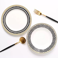 Assiettes rondes en céramique peintes à la main, en porcelaine, sans BPA, compatibles micro-ondes, fabriquées dans le Jiangxi