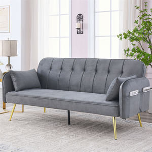 Canapé-lit convertible en velours du fabricant, ensemble de canapé-lit réglable avec système <span class=keywords><strong>clic</strong></span>-<span class=keywords><strong>clac</strong></span> et revêtement en velours confortable - Product Image 1