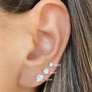 3 Paare 20G Flat Back Fashion Ohr stecker für Frauen Männer Knorpel <span class=keywords><strong>Helix</strong></span> Lobe Piercing Schmuck Edelstahl CZ Ohr stecker Ohrring - Product Image 3