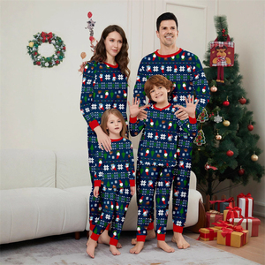 Nuevas llegadas invierno 2025 Navidad familia ropa de dormir azul Santa copo de nieve a juego PJs bebé niño niños y adultos ropa de dormir - Product Image 1