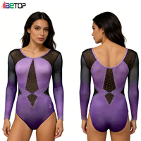 Justaucorps de gymnastique rythmique à manches longues pour filles, logo personnalisé, vêtements de danse respirants