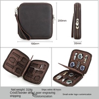 Eonluxe Boîte de rangement pour montres mécaniques à six emplacements en cuir Crazy Horse vintage, avec bracelet assemblé, NOUVEAU