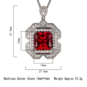 Fashion Elegant Jewelry Eco-friendly <b>Copper</b> Princess Square Cut 14*14mm Green Imitation Emerald Green Necklace for Women - Product Image 3