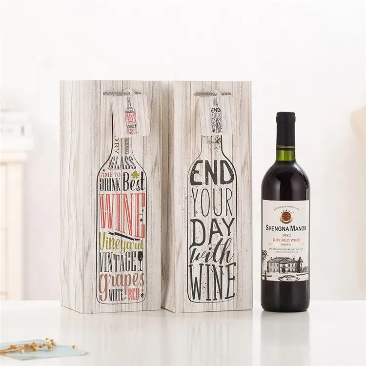 Cree la <span class=keywords><strong>bolsa</strong></span> de papel rígida reciclada impresa del logotipo de las bolsas del regalo del vino