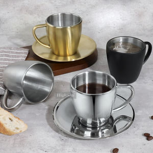Set di Tazze da Caffè HIGHWIN in <span class=keywords><strong>Acciaio</strong></span> <span class=keywords><strong>Inox</strong></span>, Tazzine da Espresso con o Senza Piattino Opzionale - Product Image 3