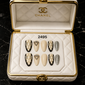 Uñas Postizas de Lujo con Diseño de Almendras, Cadena de Diamantes de Imitación 3D, Brillo, Cobertura Completa para Uñas de los Dedos - Product Image 6