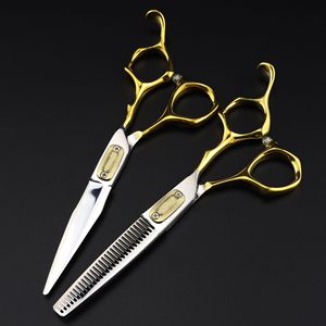 Tijeras de Peluquería de Acero Inoxidable con Mango Dorado de 6.0 Pulgadas, Sostenibles, para Corte de Cabello, Flequillo Recto y Adelgazamiento - Product Image 2