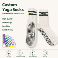 Chaussettes de yoga et de Pilates pour femmes, tricotées, respirantes, antidérapantes, avec logo personnalisé sur le revers inférieur, collection Printemps, personnalisables OEM