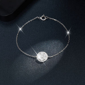 Bracelet tennis pour femme en moissanite VVS cultivée en laboratoire, 1 carat (6,5 mm), rond, serti de pierres, avec initiale, style classique, bijoux chrétiens, bracelets - Product Image 4