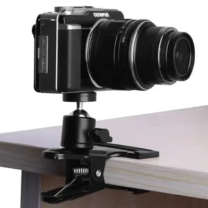 Multi-Function Tripod Camera Clip Clamp Holder Mount With 360 Swivel Photography Ball-Head 1/4" Threaded Screw For Camera Flash