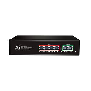 Switch PoE industriel AI 4 ports 10/100M PoE + 2 ports 100M Ethernet Uplink avec capacité 1,2G et prise en charge VLAN - Product Image 2