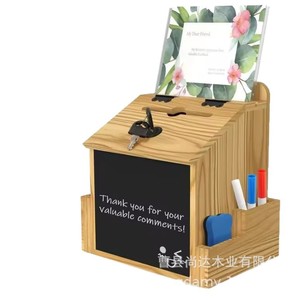 Buzón de Pared Retro de Madera con Cerradura, Buzón de Sugerencias, Buzón de Donaciones, Buzón Multifuncional para Votaciones y Comentarios - Product Image 3