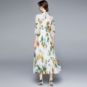 Summer and Autumn 3/4 Sleeve With Inner Tank <strong>Sunflower</strong> Print <strong>Long</strong> <strong>Dress</strong> - Product Image 5