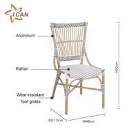 Nouveau design Chaise de salle à manger en bambou en rotin pour loisirs Chaises de jardin pour restaurant en plein air, terrasse