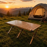 Table de camping extérieure de grande taille en aluminium avec plateau double face, design moderne, pliage rapide et coins renforcés