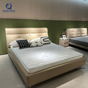 Lusso nordico minimalista pelle bianca finta struttura del <span class=keywords><strong>letto</strong></span> 200x200 quadrato schienale alto europeo legno intagliato buon <span class=keywords><strong>letto</strong></span> imbottito <span class=keywords><strong>letto</strong></span> - Product Image 3