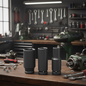 Fervi Long <b>Impact</b> <b>Socket</b> Wrench Set 3 Pc 6 Point Metric <b>Socket</b> Tool - Product Image 3