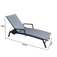 Chaise longue inclinable moderne de haute qualité avec structure en acier KD, 2 roues, résistante aux UV et pliable pour une utilisation en extérieur