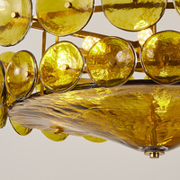 Luminaire circulaire en verre de Murano au design italien moderne Éclairage en verre pour salon d'hôtel Suspension en fer coloré