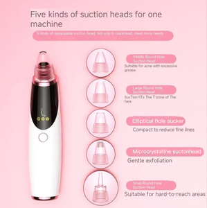 Extracteur de points noirs électrique avec 5 têtes d'aspiration pour un nettoyage en profondeur des pores, outil de soin de la peau, extracteur d'acné et de comédons - Product Image 2