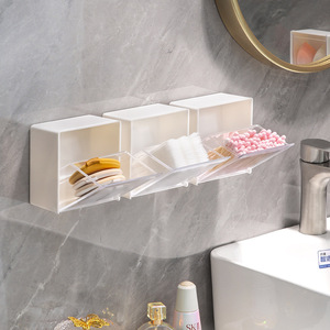 Caja de almacenamiento montada en la pared, cuadrada, blanca, cubierta, para uso en el baño, dormitorio, toallitas de algodón, accesorios de maquillaje - Product Image 4