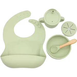 Set per l'alimentazione del bambino in Silicone Set per piatti per bambini ciotola per la cena bavaglino stoviglie per bambini