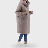 Blouson long matelassé en nylon avec logo personnalisé pour femme, manteau d'hiver oversize, épais et chaud, en duvet de canard, veste à bulles au-dessus du genou