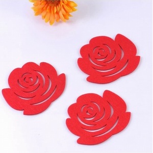 Anti-slip Heat Resistance Eco-frie Fancy Felt <strong>Placemat</strong> <strong>coaster</strong> <strong>Set</strong> Rose Shaped Felt <strong>coaster</strong> - Product Image 4